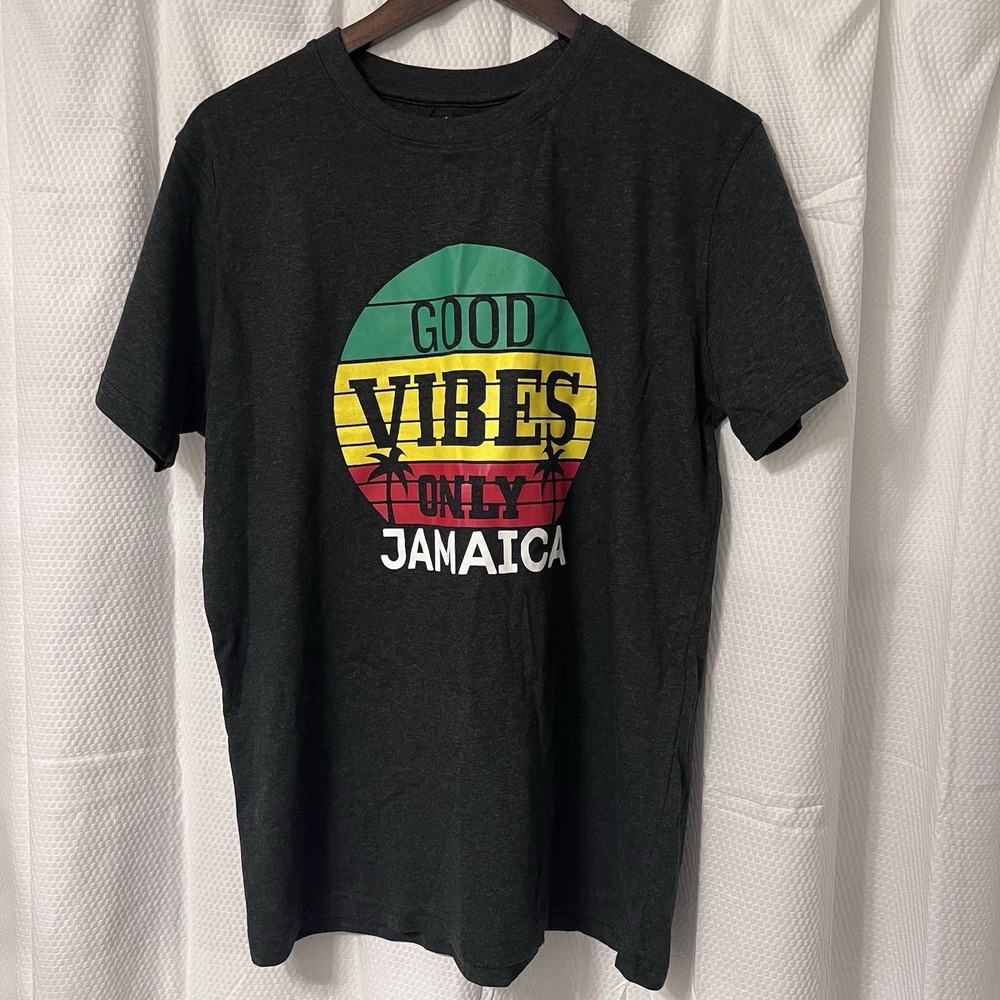 Good Vibes Only Jamaica SS Large Beach Destination‎ Tee Island Ocean Vacation EC